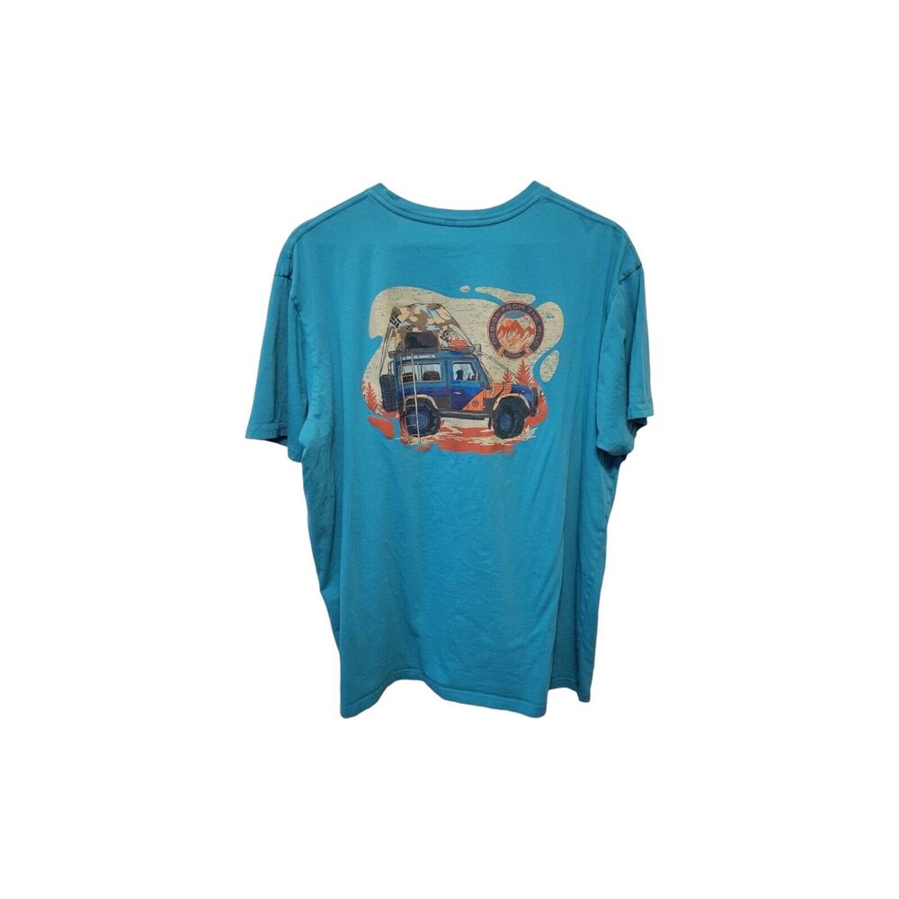 'From the Wild' Hawaiia Columbia Surf Tee Men XL Teal Blue Graphic Print